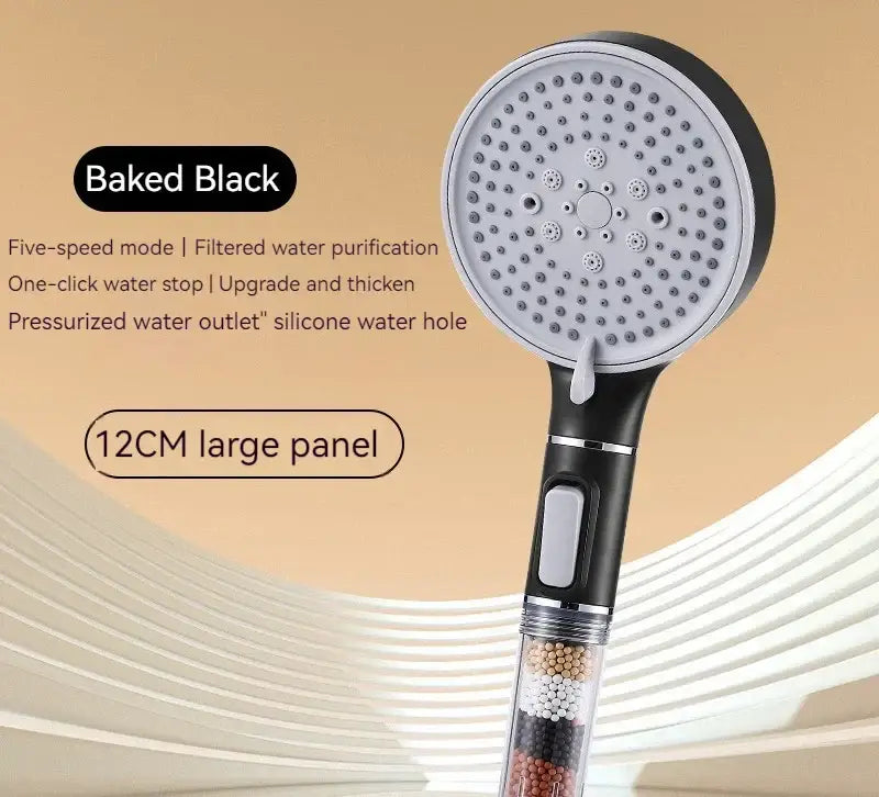 Chrome 5 speed calcium sulfite shower head bathroom filter