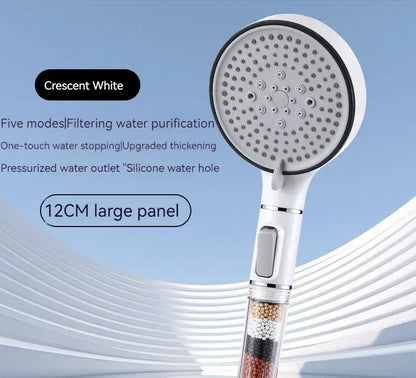 Chrome 5 speed calcium sulfite shower head bathroom filter