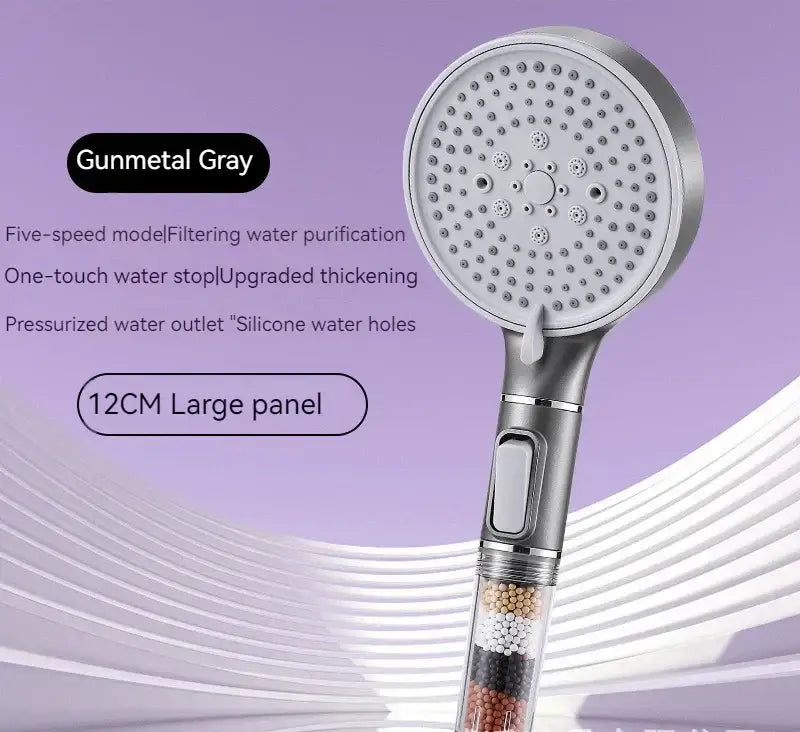 Chrome 5 speed calcium sulfite shower head bathroom filter