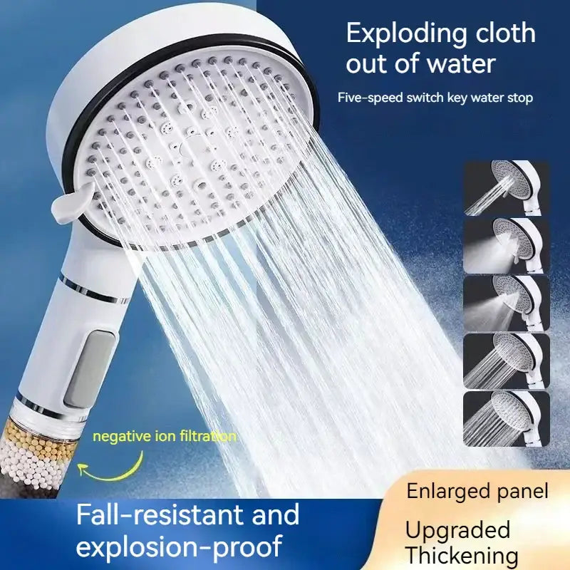 Chrome 5 speed calcium sulfite shower head bathroom filter