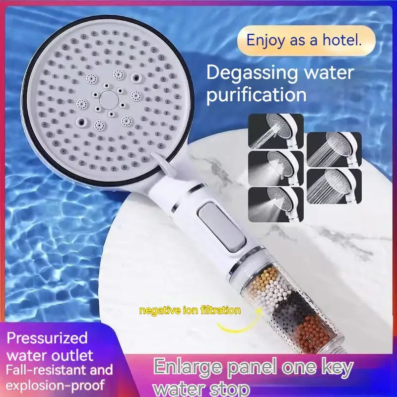 Chrome 5 speed calcium sulfite shower head bathroom filter
