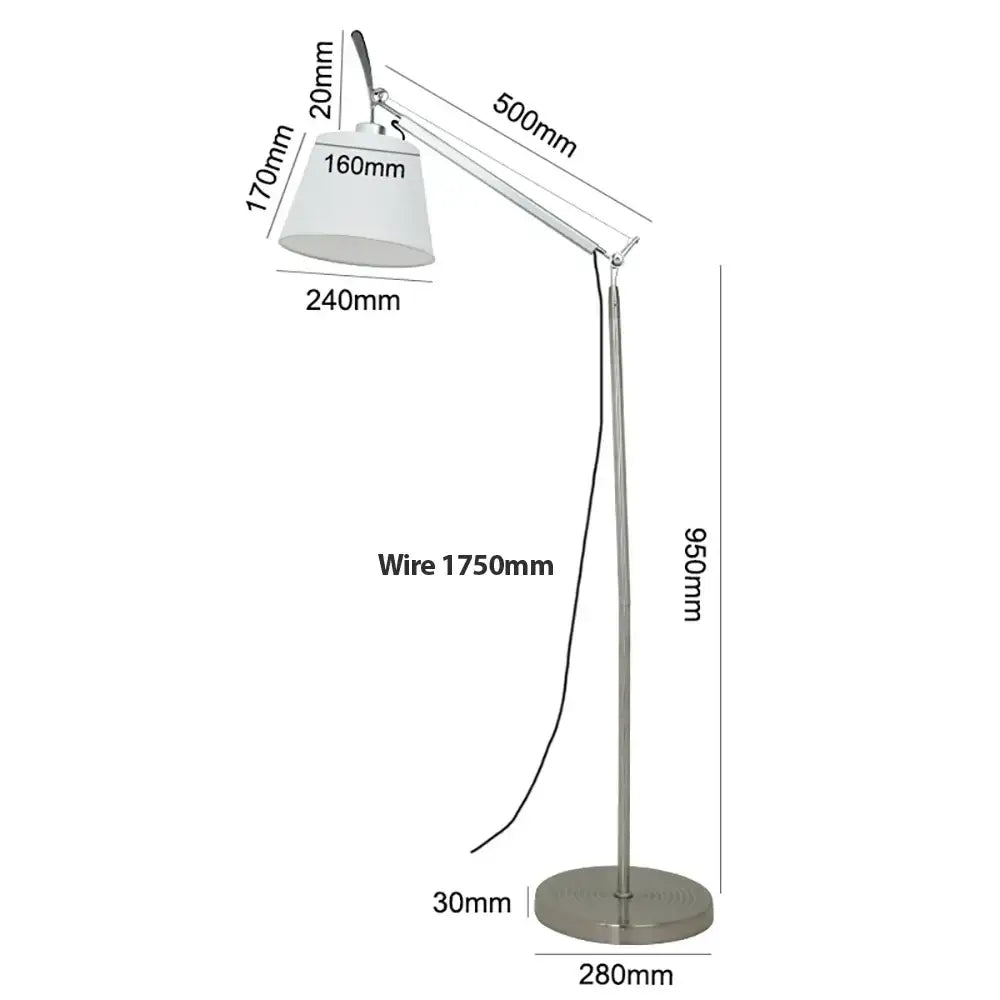 Chrome adjustable industrial wall light bedroom fabric shade