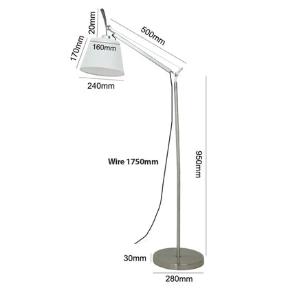 Chrome adjustable industrial wall light bedroom fabric shade