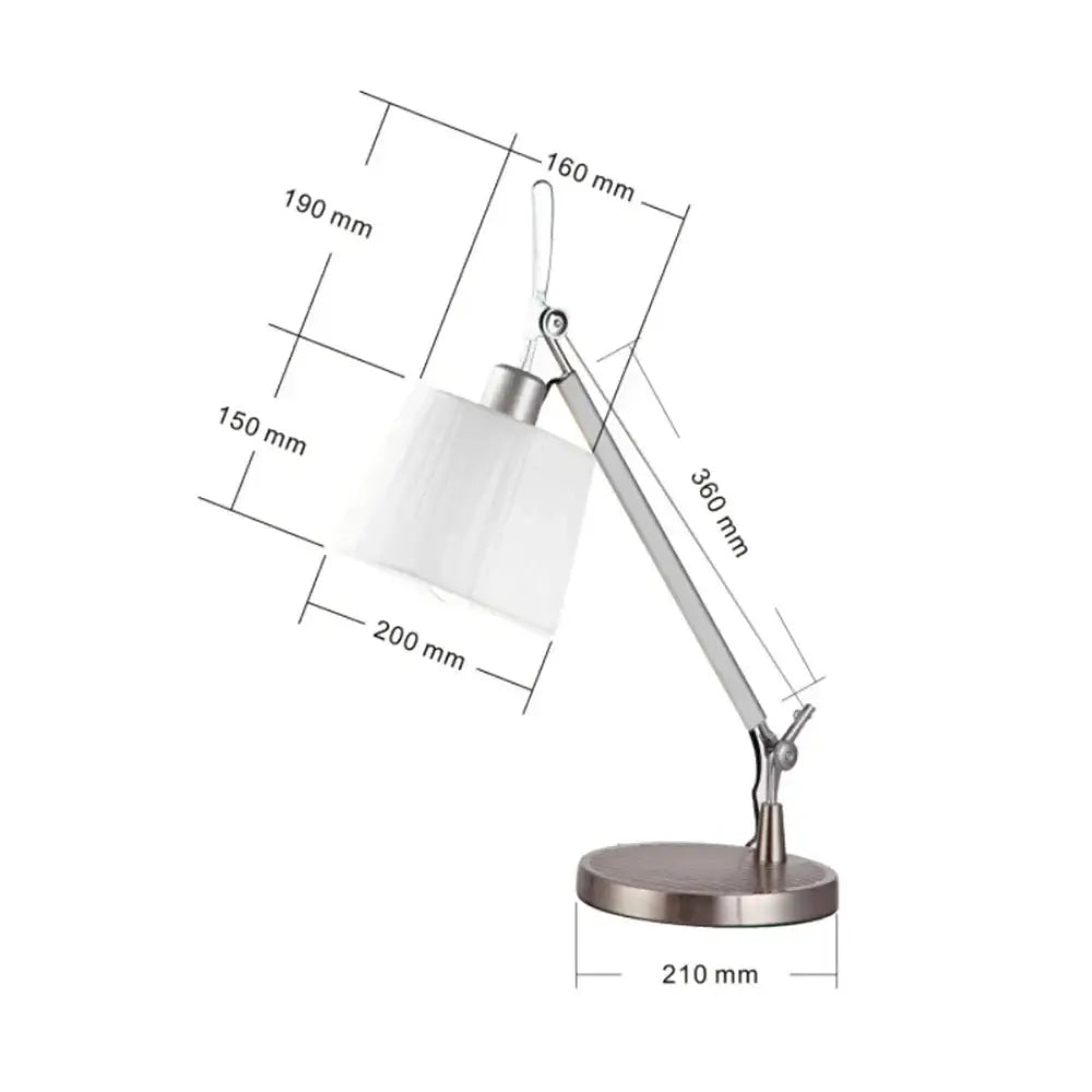 Chrome adjustable industrial wall light bedroom fabric shade