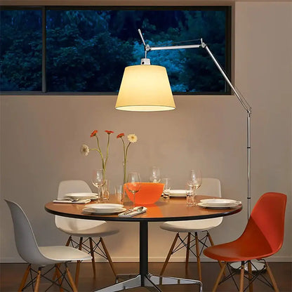 Chrome adjustable industrial wall light bedroom fabric shade