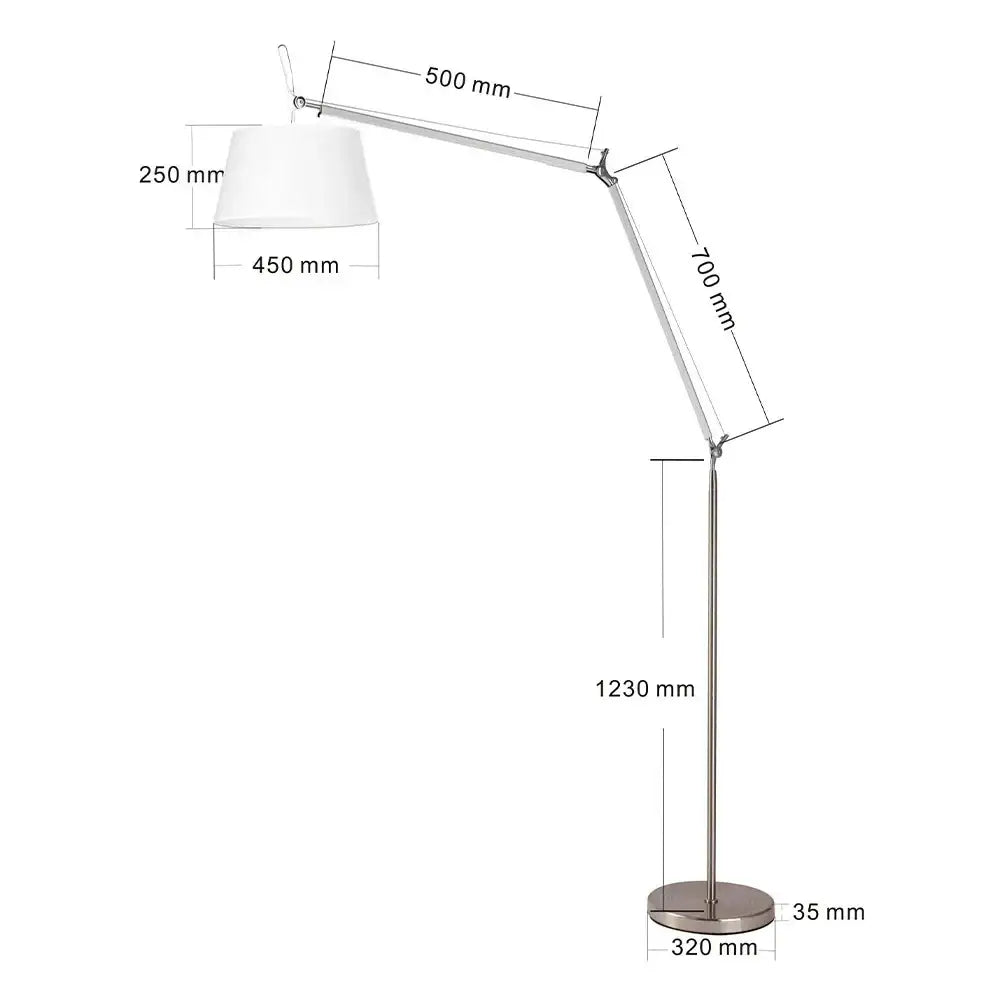 Chrome adjustable industrial wall light bedroom fabric shade