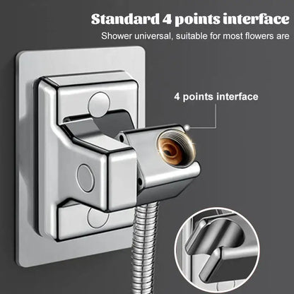 Chrome adjustable shower head holder with hose for bathroom