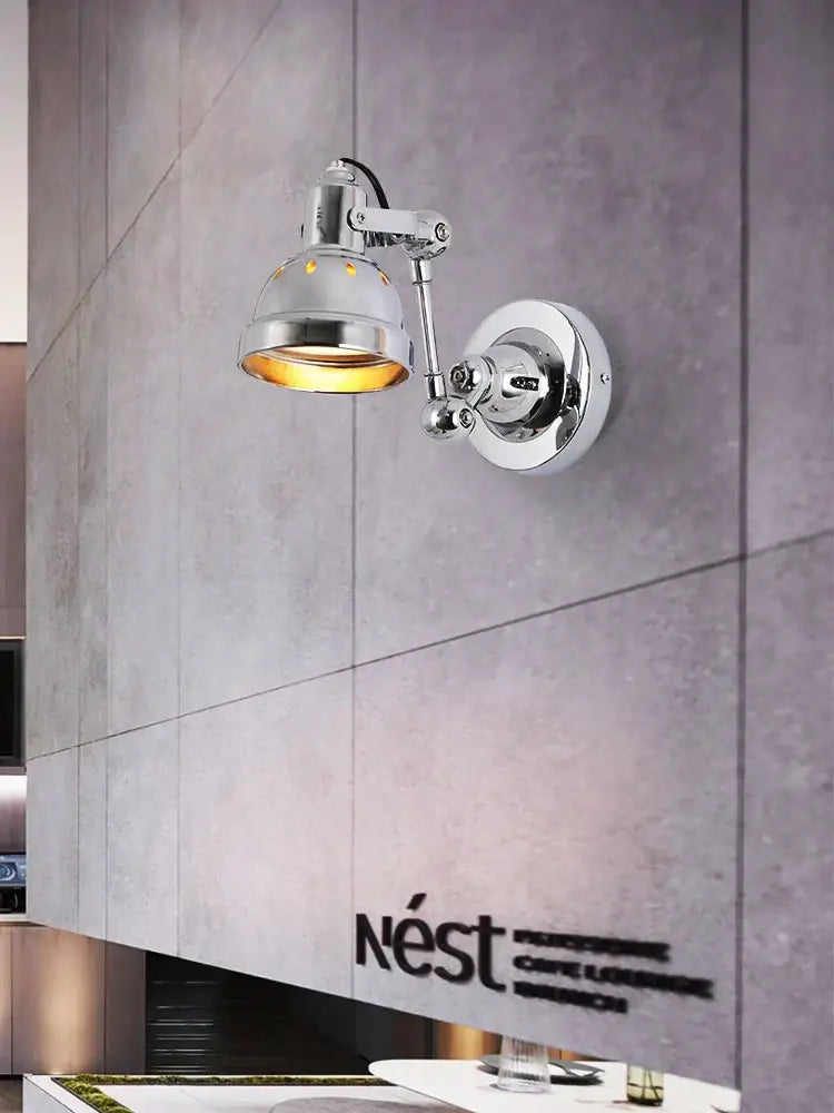 Chrome amber adjustable folding industrial wall light dining room