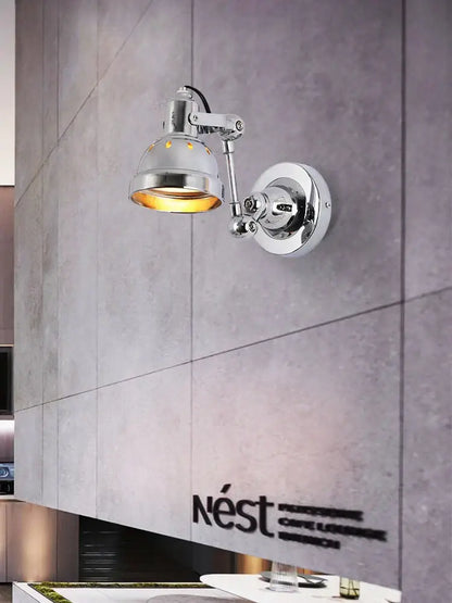 Chrome amber adjustable folding industrial wall light dining room