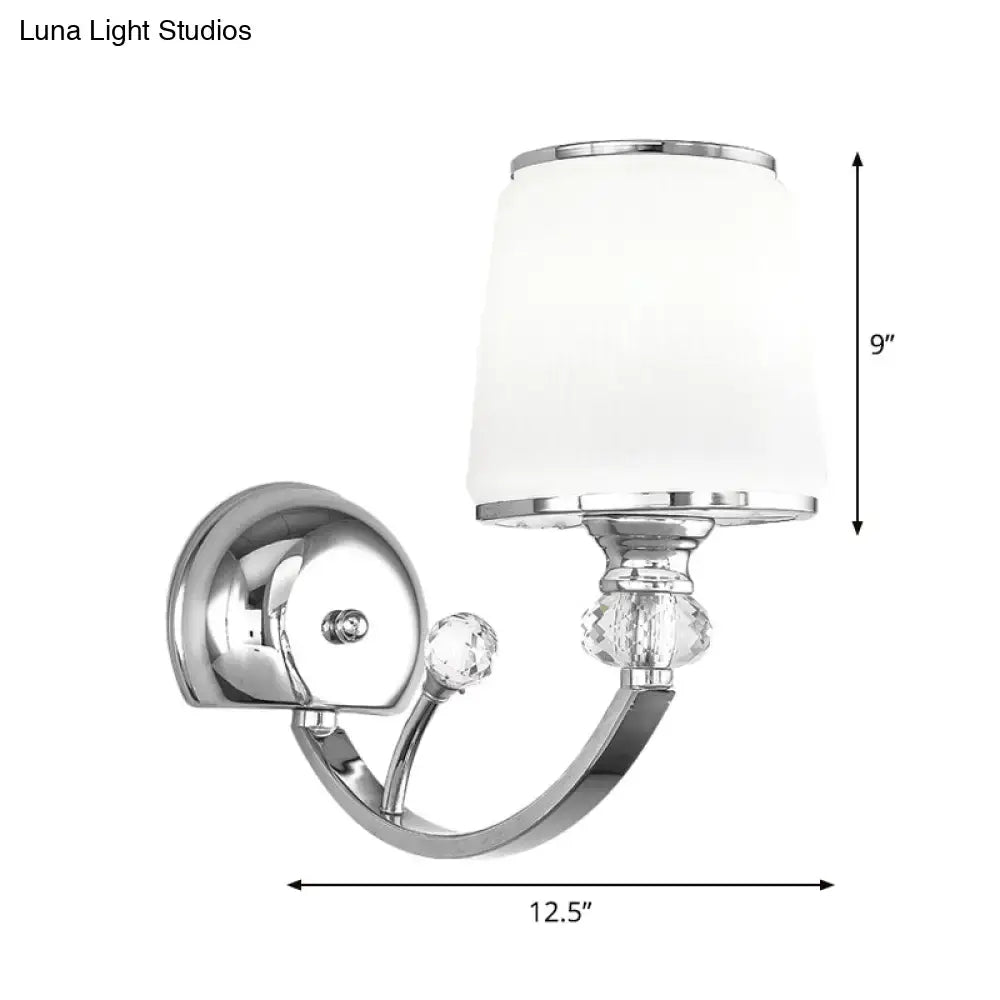 Chrome and white glass wall light fixture bedroom crystal wall lamp
