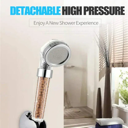 Chrome anion spa shower head high pressure water saving bathroom nozzle