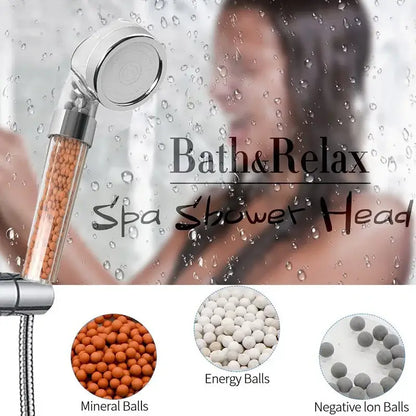 Chrome anion spa shower head high pressure water saving bathroom nozzle