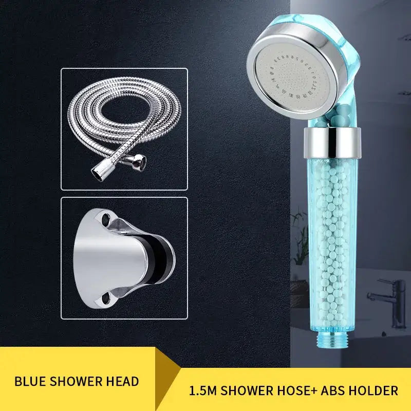 Chrome anion spa shower head high pressure water saving bathroom nozzle