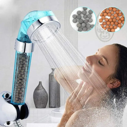Chrome anion spa shower head high pressure water saving bathroom nozzle