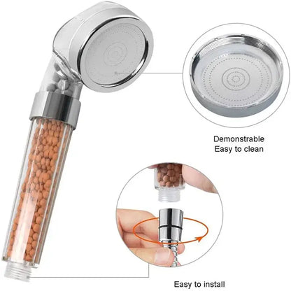 Chrome anion spa shower head high pressure water saving bathroom nozzle