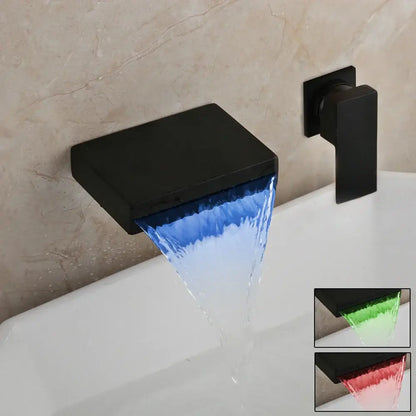 Chrome & black led waterfall bathtub faucet bathroom wall mount