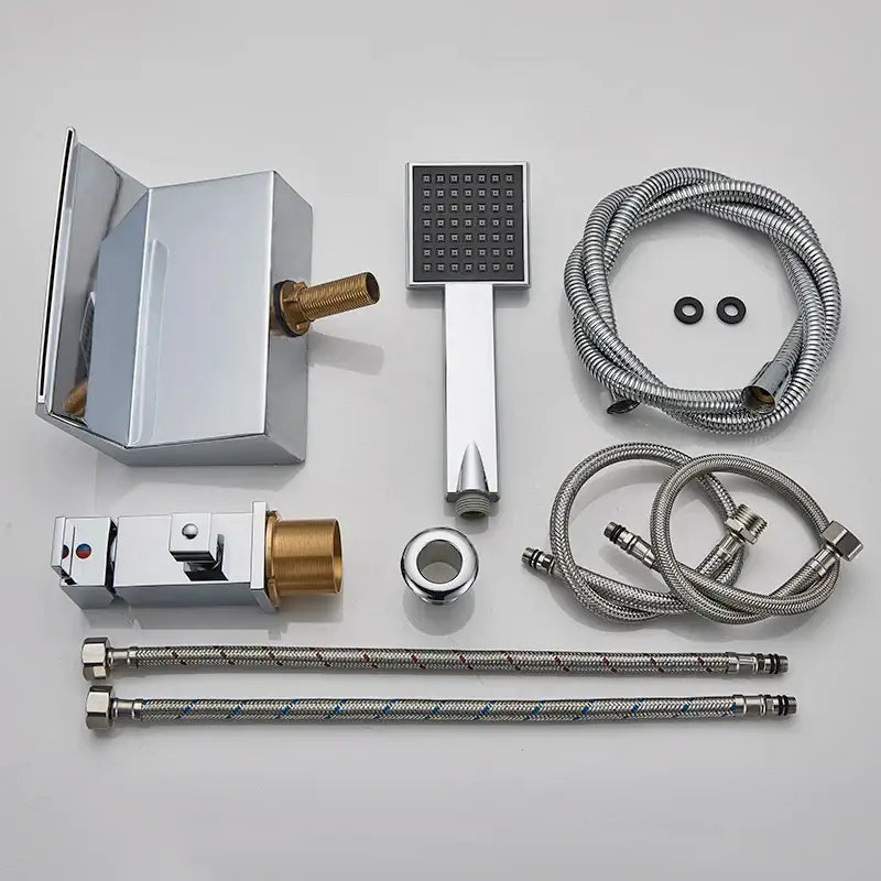 Chrome brass bathroom faucet waterfall bathtub tap with showerhead