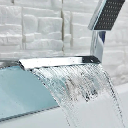 Chrome brass bathroom faucet waterfall bathtub tap with showerhead