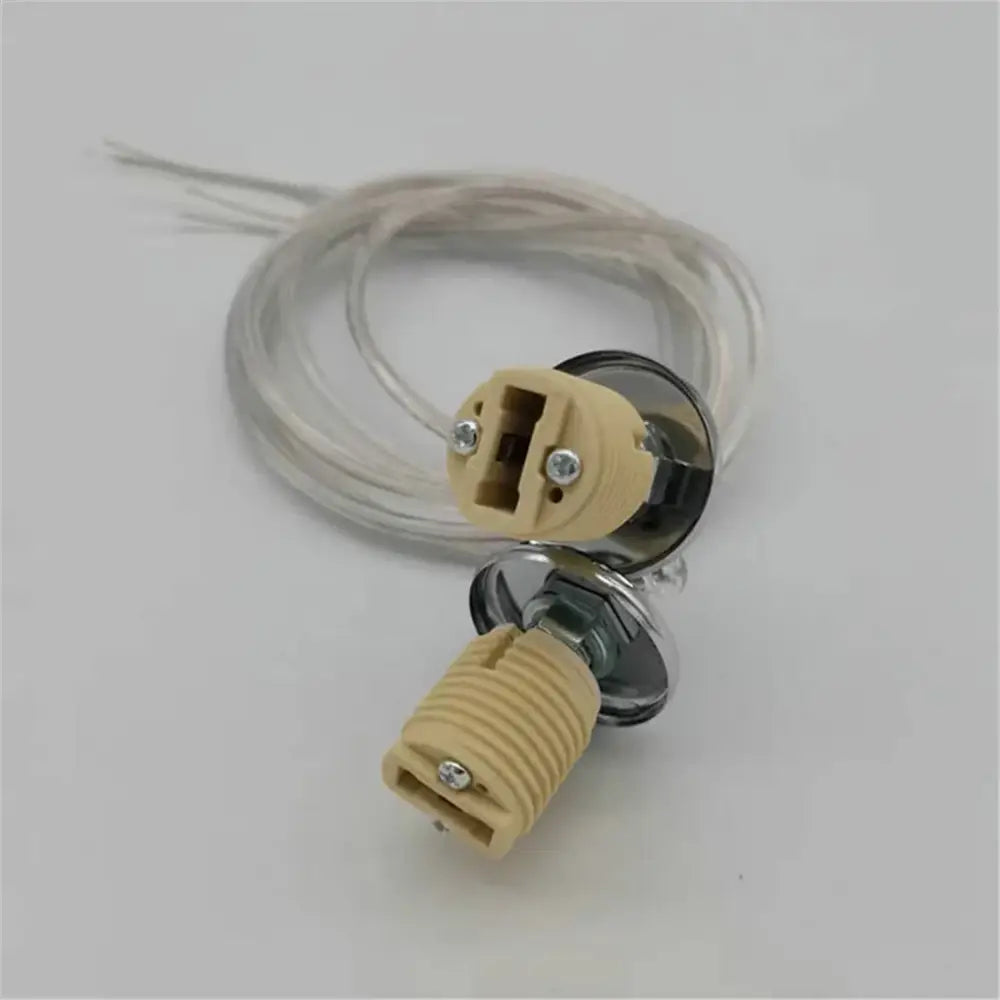 Chrome ceramic lamp thread holder with cable lead bedroom 2pcs