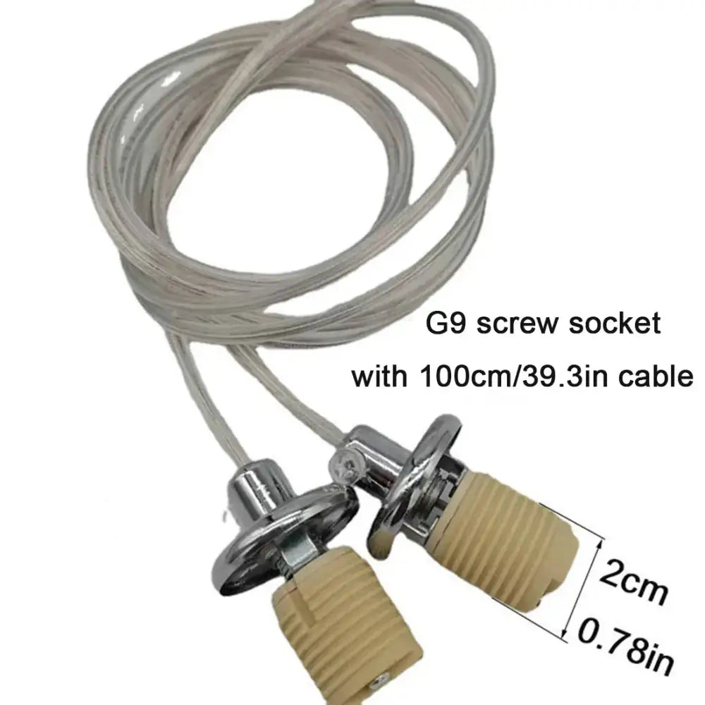 Chrome ceramic lamp thread holder with cable lead bedroom 2pcs
