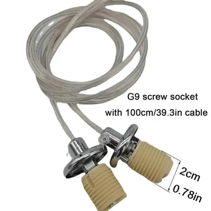 Chrome ceramic lamp thread holder with cable lead bedroom 2pcs