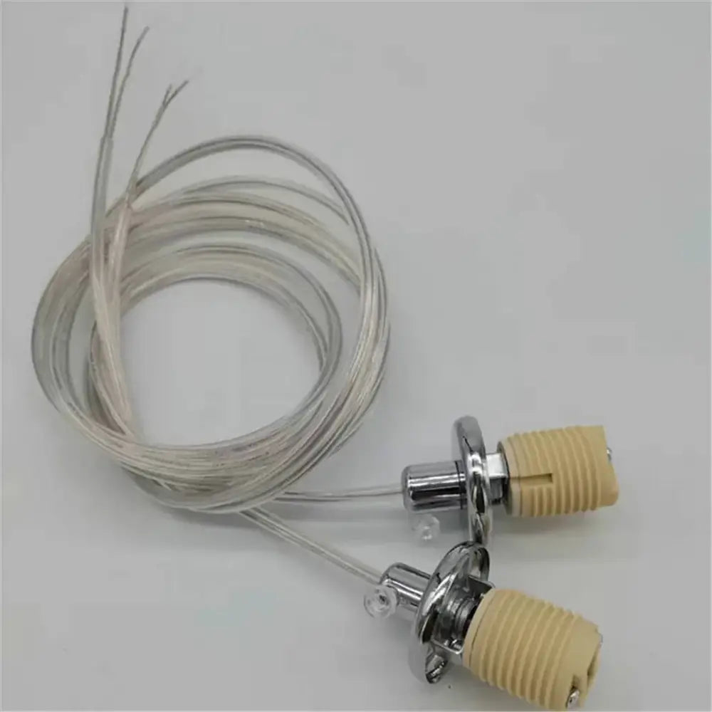 Chrome ceramic lamp thread holder with cable lead bedroom 2pcs