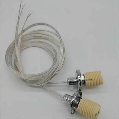 Chrome ceramic lamp thread holder with cable lead bedroom 2pcs