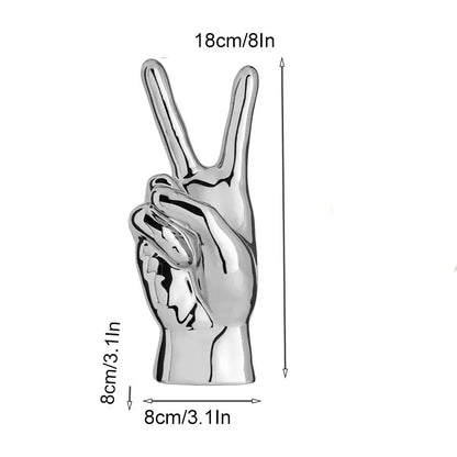 Chrome ceramic love gesture figurine sculpture living room decor