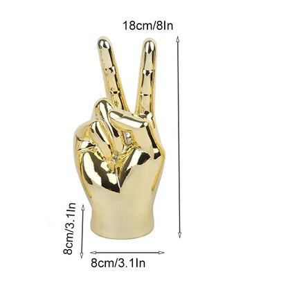 Chrome ceramic love gesture figurine sculpture living room decor