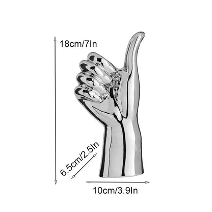 Chrome ceramic love gesture figurine sculpture living room decor