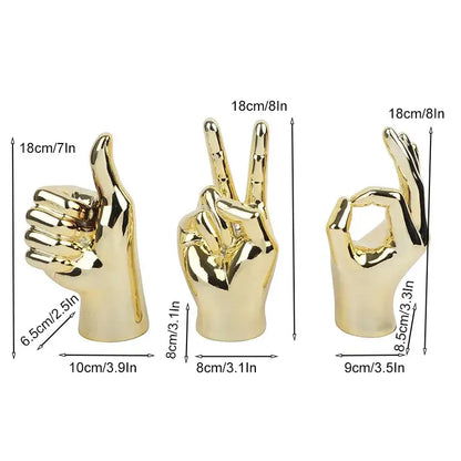 Chrome ceramic love gesture figurine sculpture living room decor