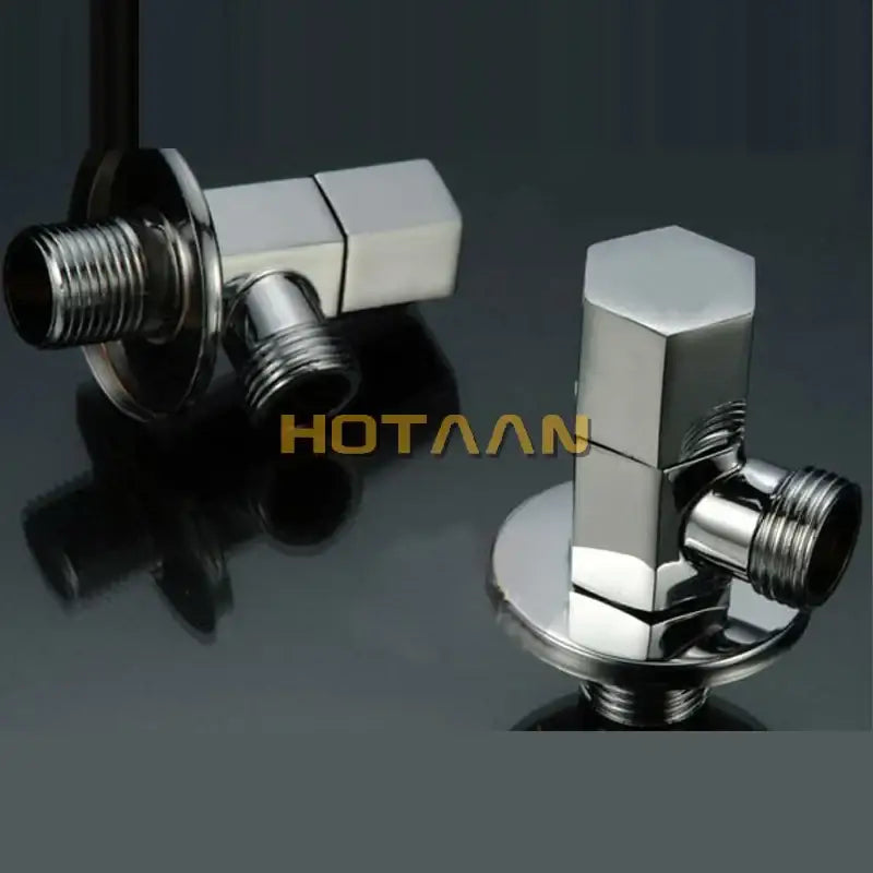 Chrome copper triangle valve set for bathroom and toilet control