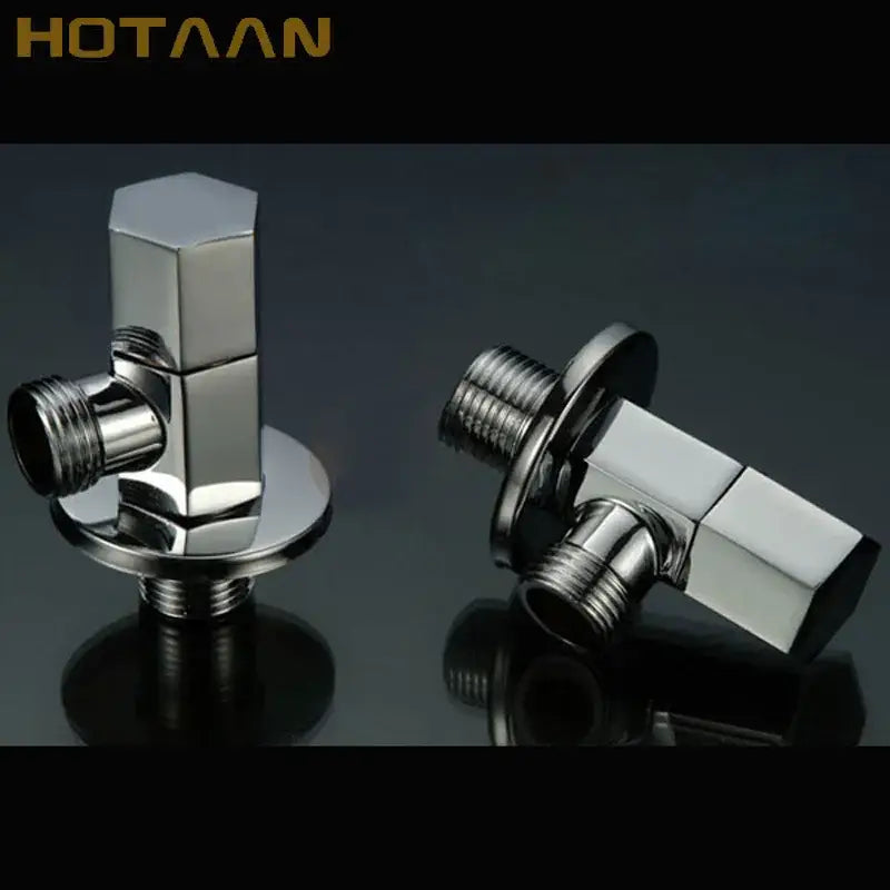 Chrome copper triangle valve set for bathroom and toilet control