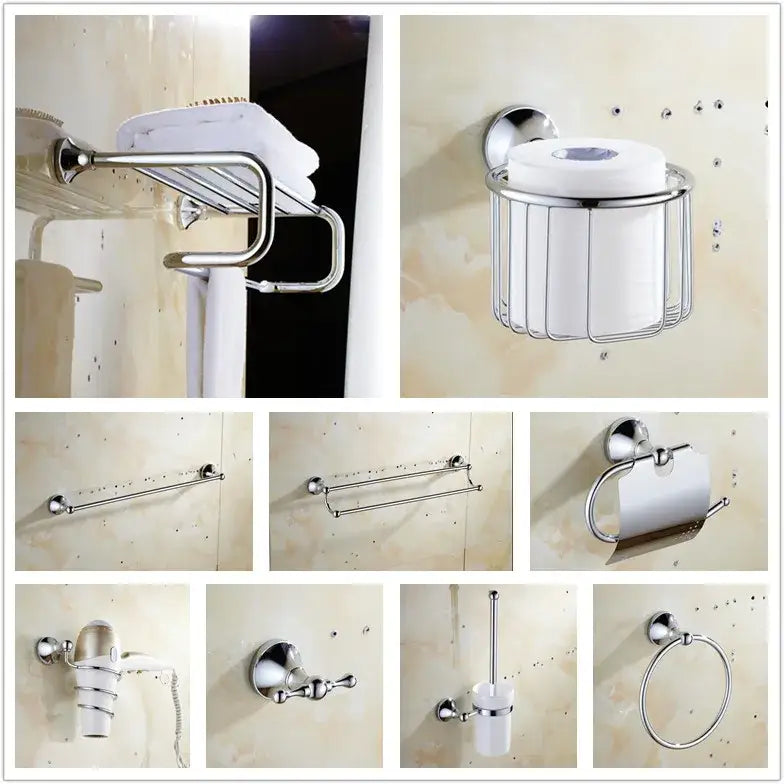 Chrome crystal bathroom set wire basket toilet paper holder
