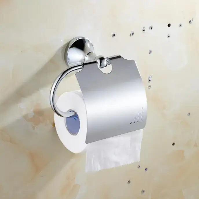 Chrome crystal bathroom set wire basket toilet paper holder