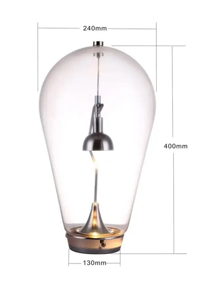 Chrome curved arm glass bulb led table lamp bedroom black shade