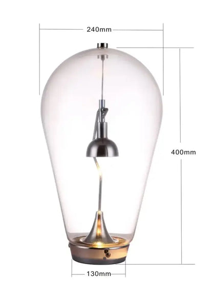 Chrome curved arm glass bulb led table lamp bedroom black shade