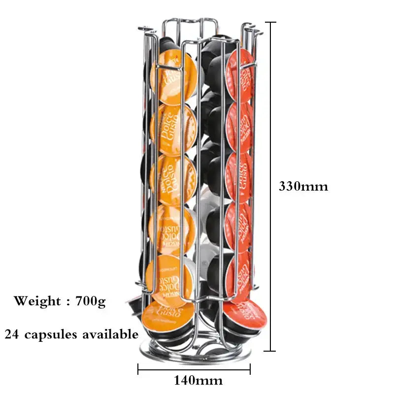 Chrome cylindrical coffee pod holder – kitchen capsule organizer