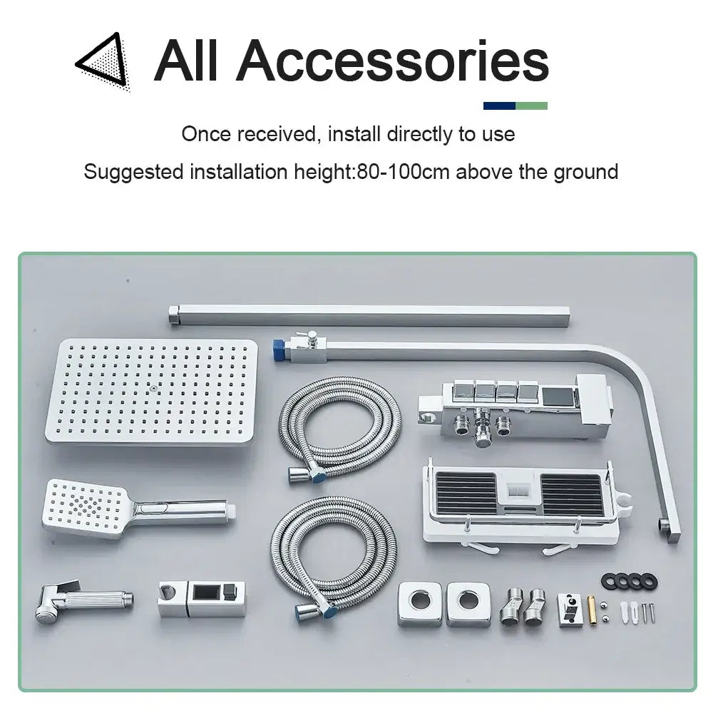 Chrome digital display shower system with tub spout bathroom
