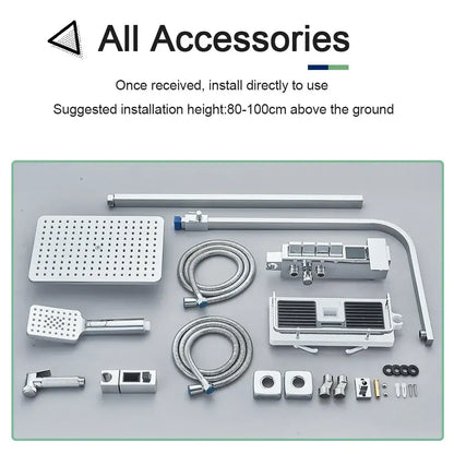 Chrome digital display shower system with tub spout bathroom