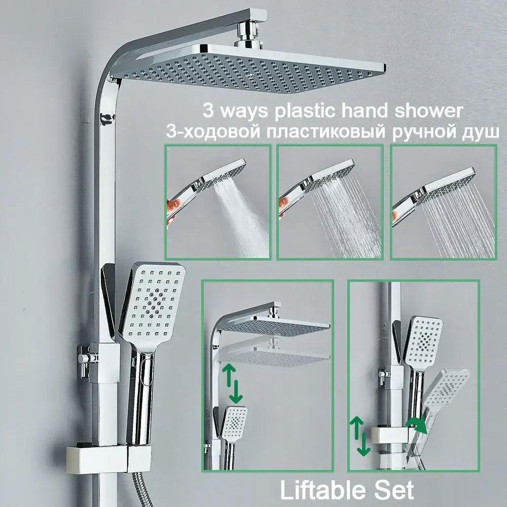 Chrome digital display shower system with tub spout bathroom