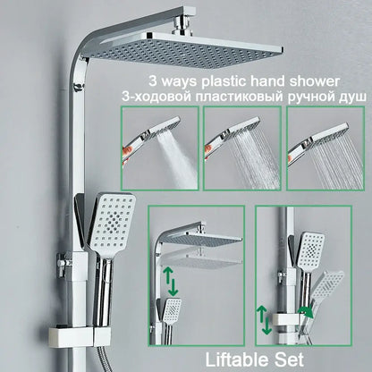 Chrome digital display shower system with tub spout bathroom