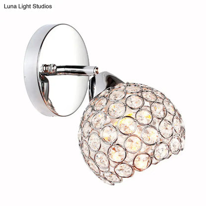 Chrome dome crystal wall sconce – living room chrome light