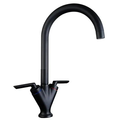 Chrome double handle kitchen sink mixer tap with swivel spout