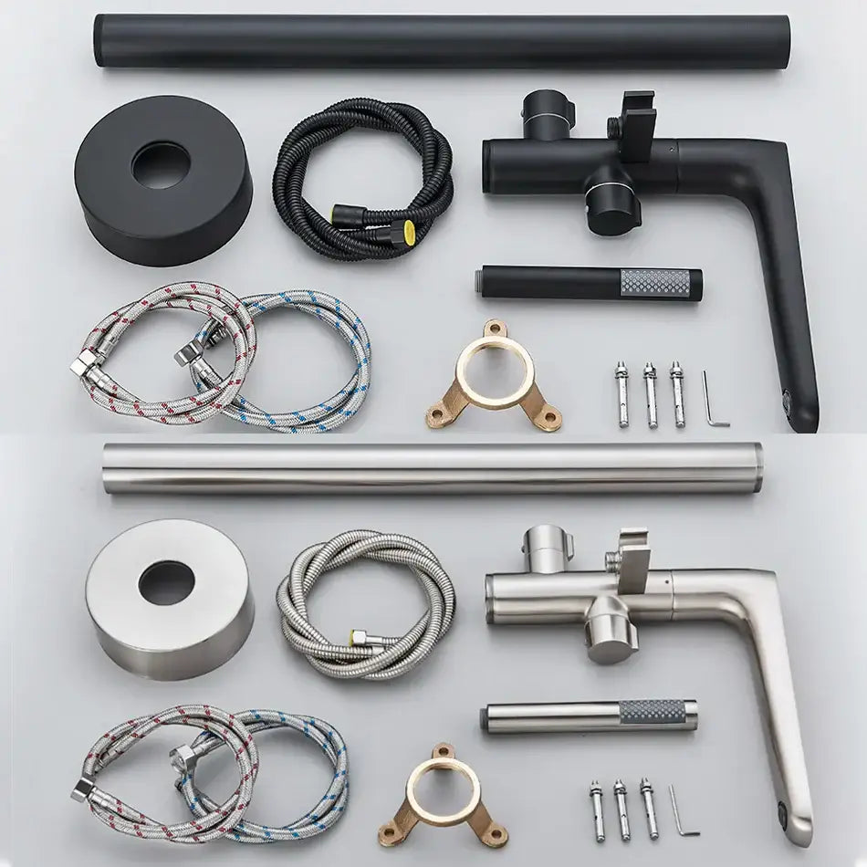 Chrome dual handle floor standing waterfall bathtub faucet bathroom set