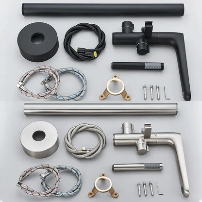 Chrome dual handle floor standing waterfall bathtub faucet bathroom set
