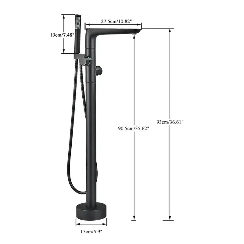 Chrome dual handle floor standing waterfall bathtub faucet bathroom set