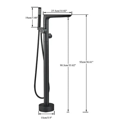 Chrome dual handle floor standing waterfall bathtub faucet bathroom set