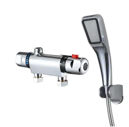 Chrome dual handle thermostatic shower faucet mixer – bathroom valve