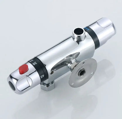 Chrome dual handle thermostatic shower faucet mixer – bathroom valve